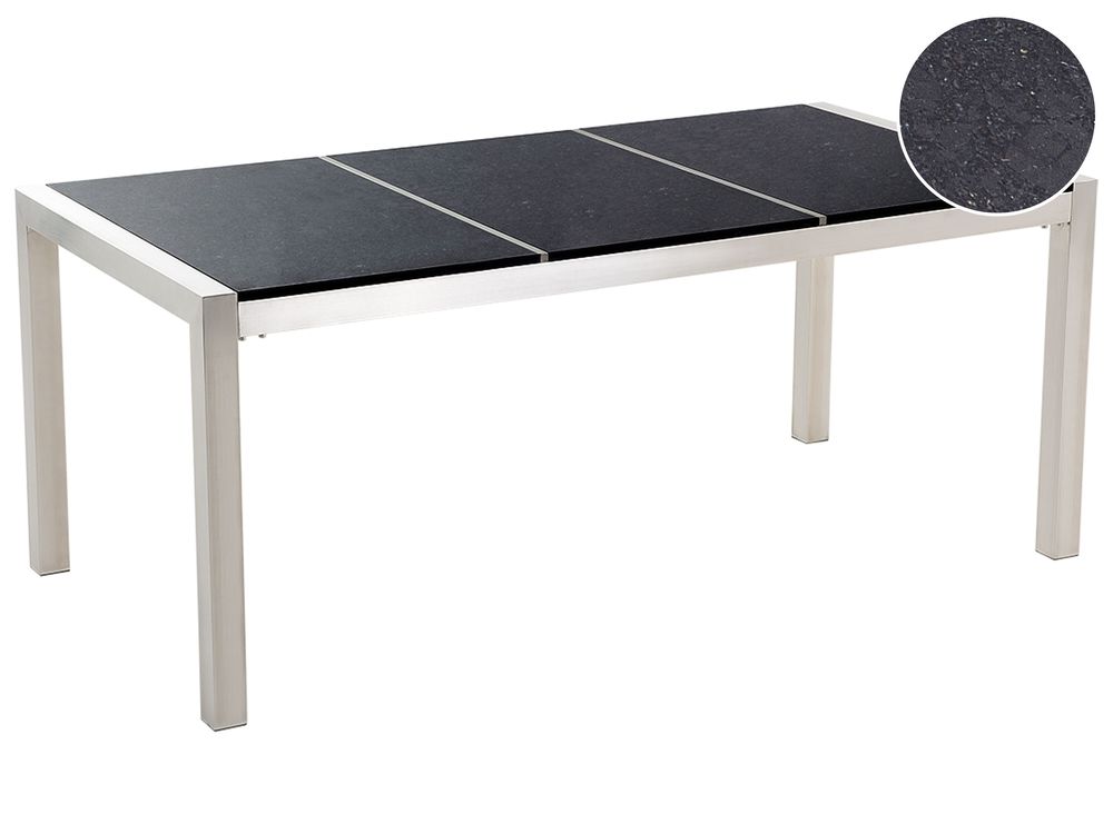Garden Dining Table GROSSETO 180 cm 90 cm Granite Polished Black
