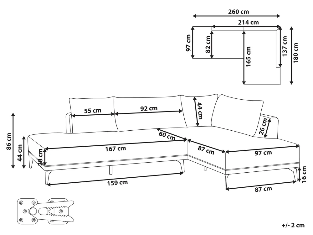 Corner Sofa 3 Seater MYKEN Fabric Off-White Left Hand_939701