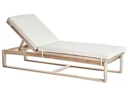 Sun Lounger with Cushion AZZANELLO Reclining Acacia Wood Off-White_956847