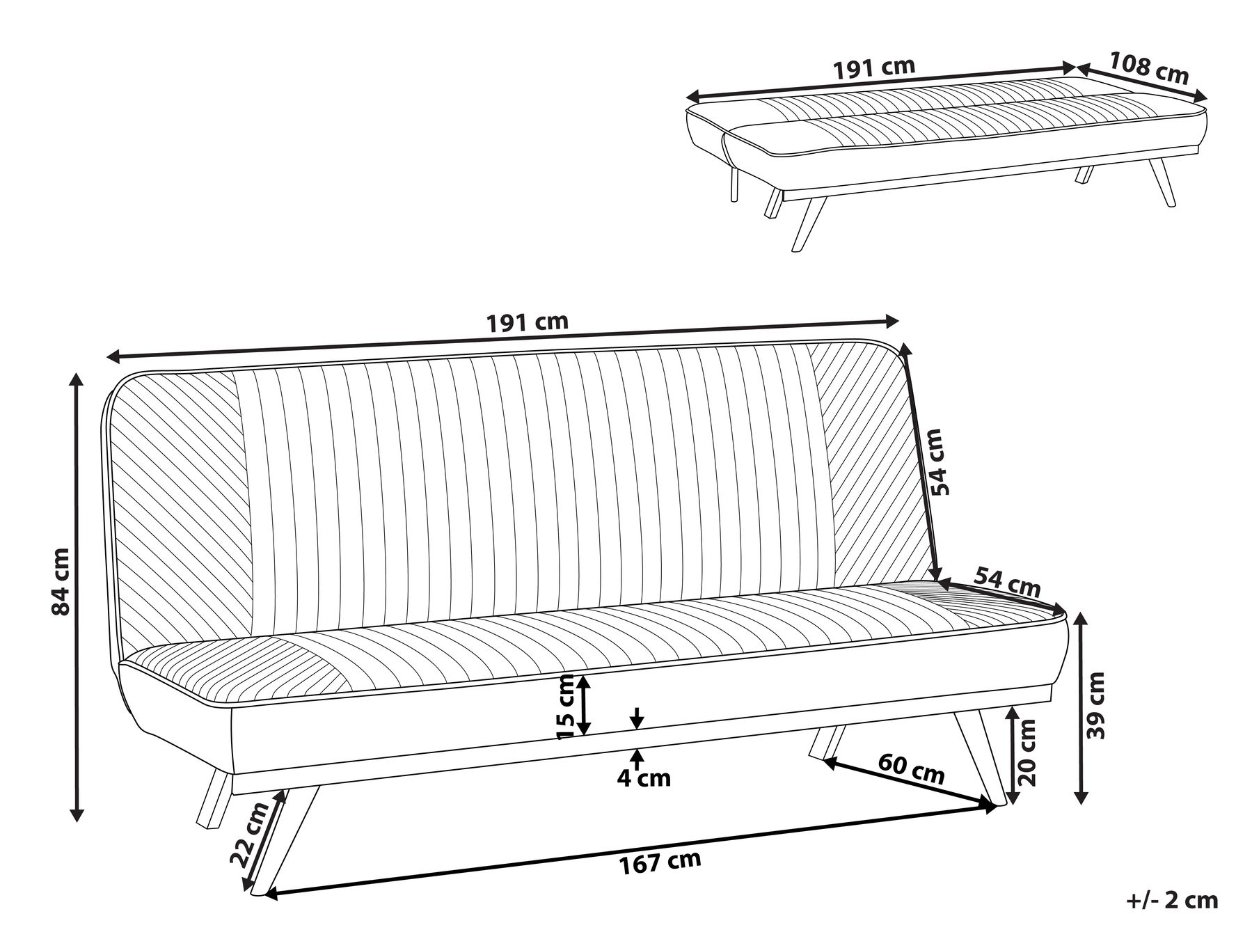 Sofa Bed 2 Seater KALFAFEL Fabric Grey_1009435