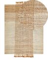Teppich Jute sandbeige 140 x 200 cm geometrisches Muster Kurzflor HAMZALAR_847664