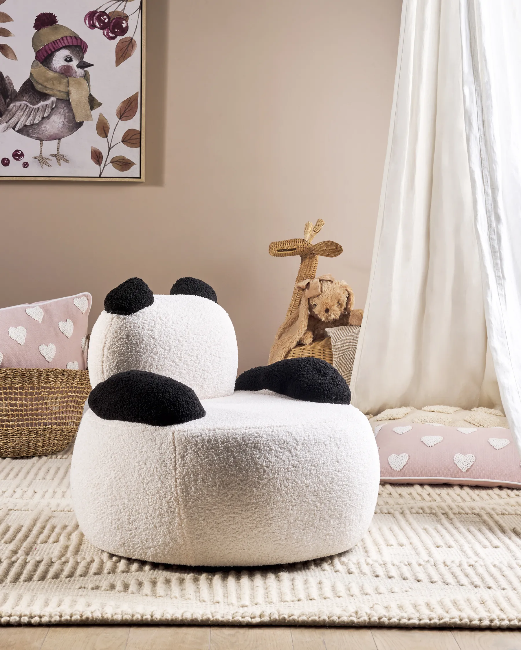 Poltrona per Bambini Panda VIBY Bouclé Bianco_886984