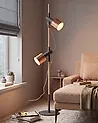Floor Lamp OWENS Adjustable Oak Wood Black