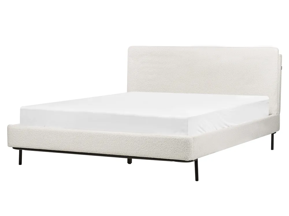 Bett mit Lattenrost Bouclé CORIO 160 x 200 cm Cremeweiß_903249