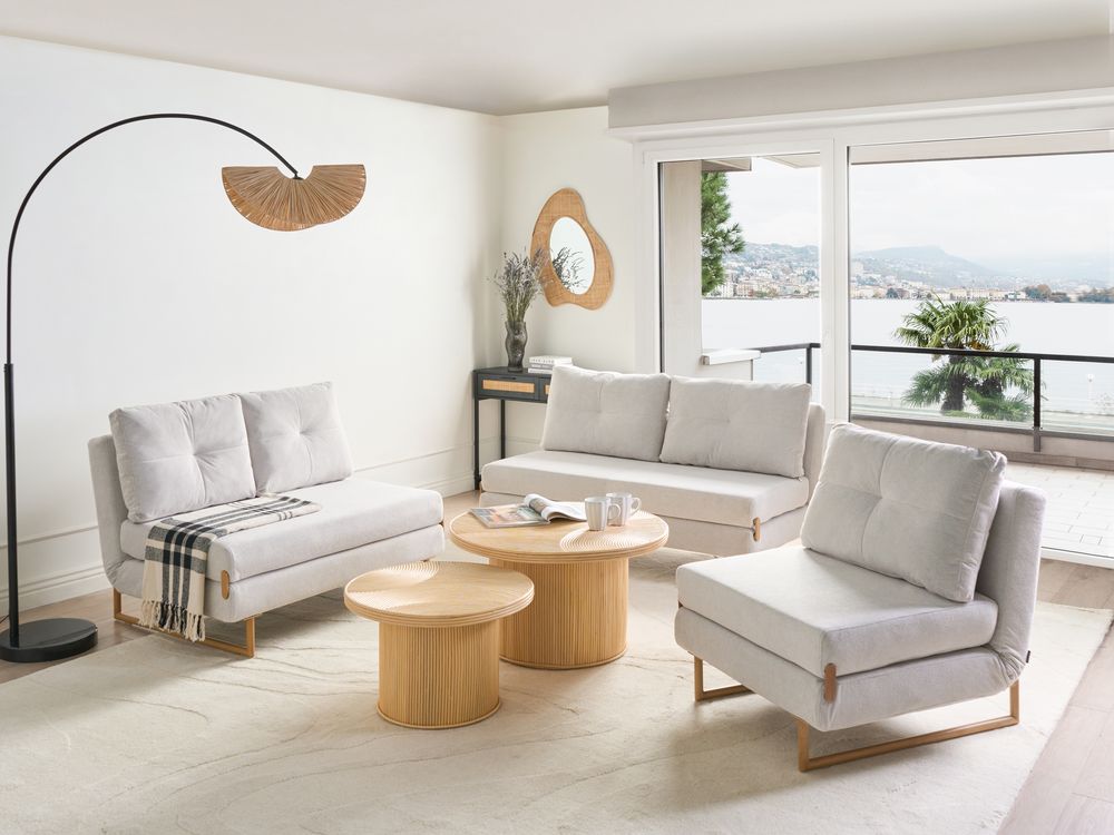 Sofa Set 6-Sitzer JERSLEV Stoff Cremeweiß