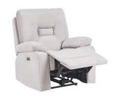 Electric Recliner Living Room Set 6 Seater BERGEN with USB Port Velvet Light Beige_1064817
