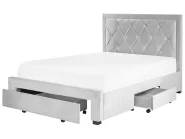 Bett mit Schubladen LIEVIN Samtstoff Hellgrau 140 x 200 cm_858055