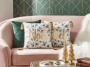 Set of 2 Decorative Cushions ZAMIA 45 x 45 cm Cotton White Christmas Motif_1183750