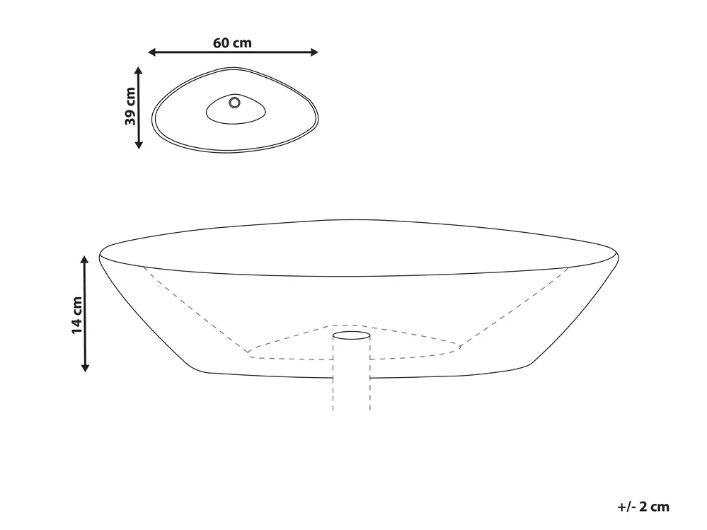 Countertop Basin TIRIG 600 x 390 mm Ceramic Black_922180