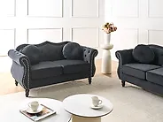 Sofa dla 2 osób SKIEN Welur Czarny_1171183