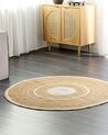 Okrúhly jutový koberec ⌀ 140 cm béžová a biela HALFELI_904081