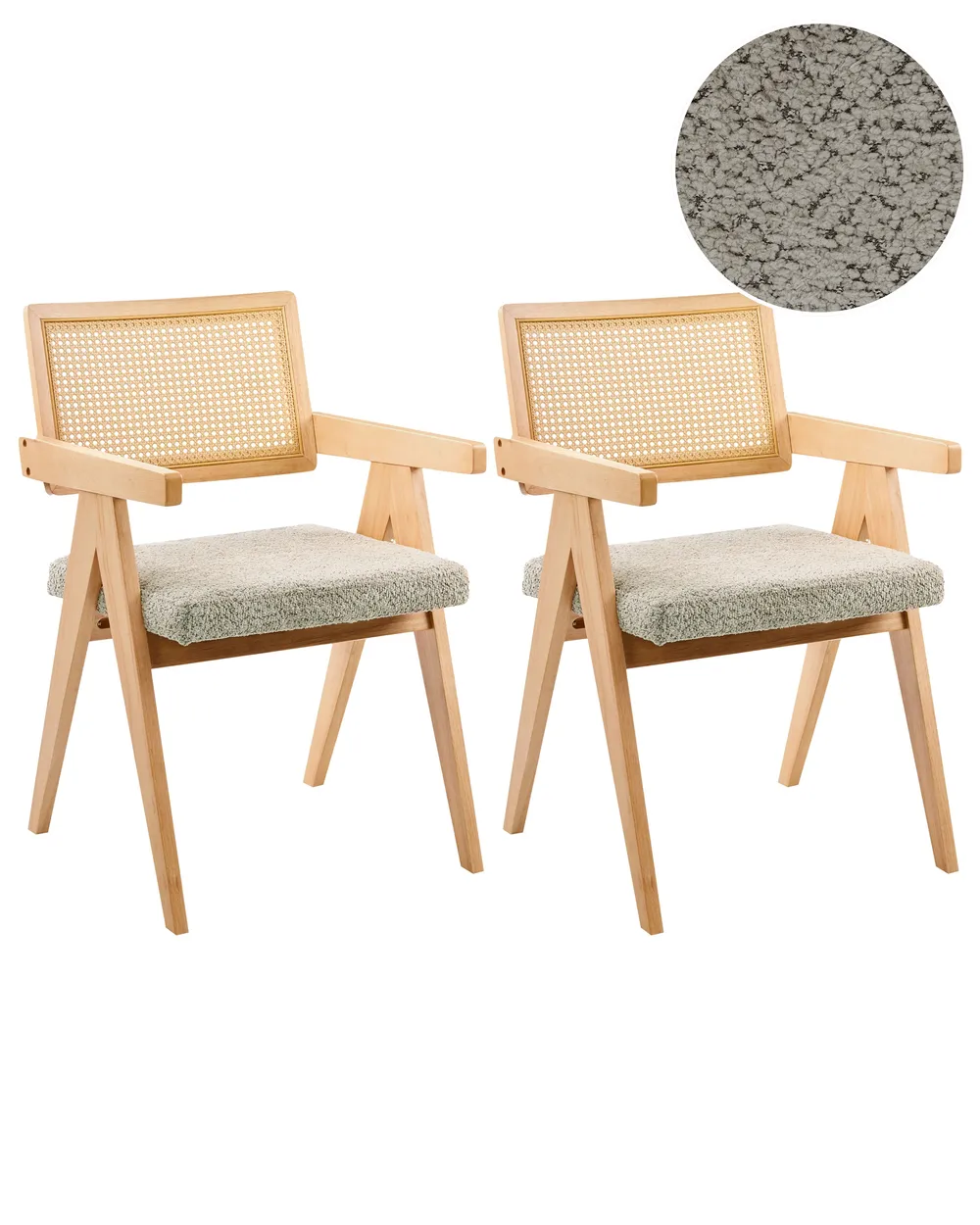 Set di 4 sedie da pranzo con schienale in rattan, cuscino del sedile in pelle PU, 51x 54x79 cm, Beige Marrone