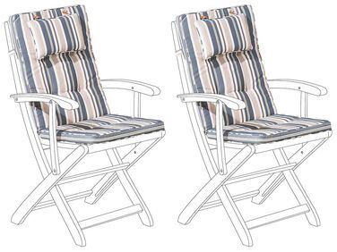 Conjunto de 2 cojines para silla de jardín azul/beige MAUI