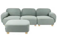 Modular Sofa 3 Seater AMLI with Ottoman Fabric Light Green_1069993