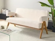 Sofa 2 Seater TAMRE Boucle Off-White/ Light Brown_985268