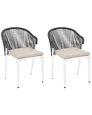 Set of 2 Garden Chairs with Cushions PARANEA Metal Grey_1179628