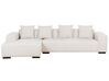 Høyrehånds hjørnesofa med ottoman kordfløyel Off-White LUNGO_898425