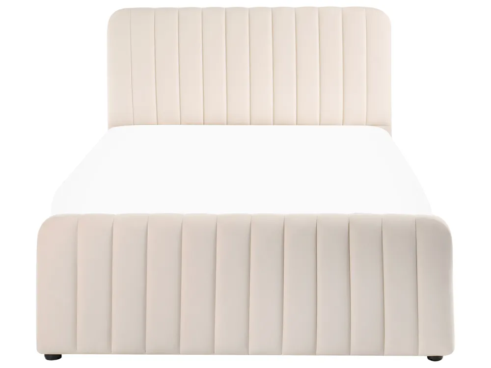 Ottoman Bed LUNAN Velvet Beige 120 x 200 cm (EU Small Double)_1051358