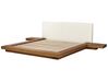 Letto matrimoniale legno chiaro con testata in bouclé 180 x 200 cm ZEN_931229