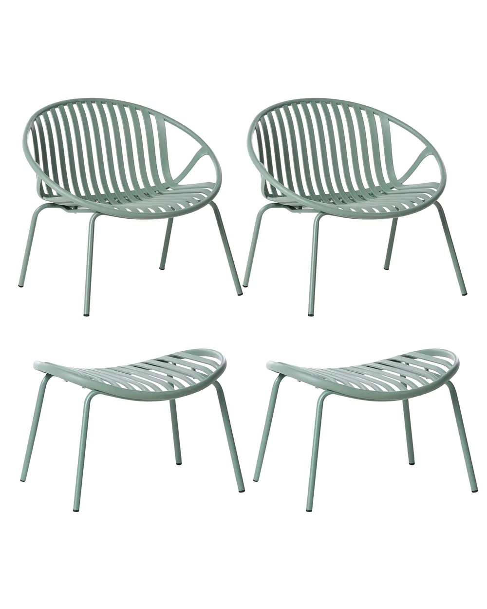 Set di 2 sedie da giardino impilabili in alluminio e textilene, Verde kaki Set di 2 sedie da giardino impilabili in alluminio e textilene, Verde kaki