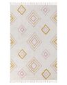 Bavlněný koberec geometrický vzor 140 x 200 cm krémová bílá LASHE_907998