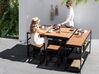 2 Seater Steel Garden Dining Set Table and Stools Black and Light Wood AVETRANA_933551