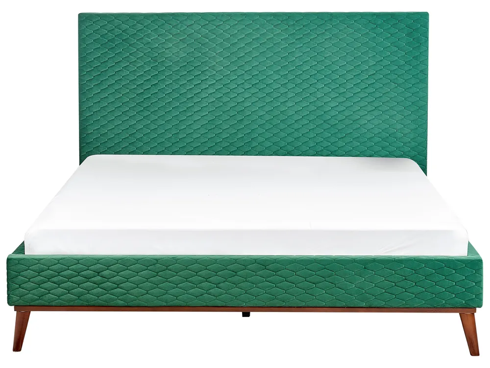 Bett mit Lattenrost Samtstoff BAYONNE 160 x 200 cm Dunkelgrün_744029