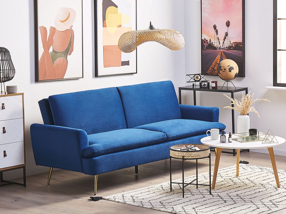 Bäddsoffa 3-sits VETTRE Sammet Marinblå