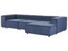 Left Hand 3 Seater Modular Jumbo Cord Corner Sofa Blue APRICA_909101