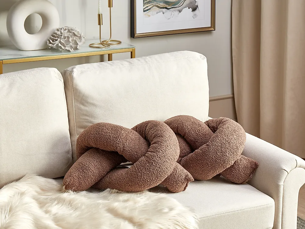 Dekokissen 2er Set GLADIOLUS 172 x 14 cm Bouclé Braun Ohne Muster_1187935