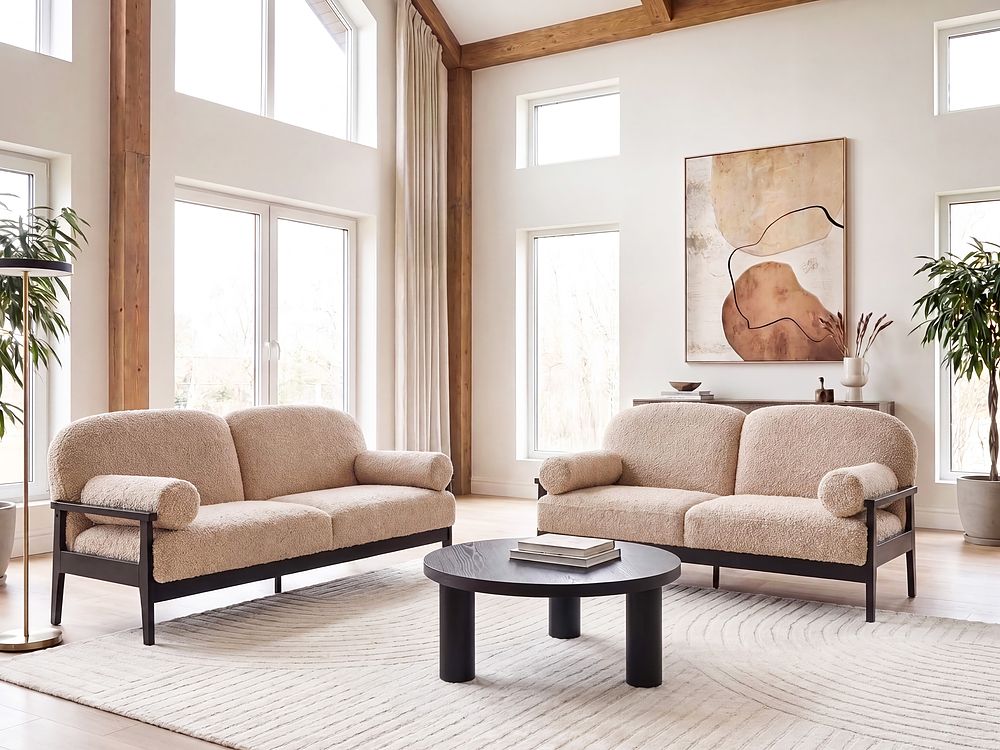 Living Room Set PILARNE Boucle Beige