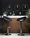 Set of 2 Bar Chairs PEORIA Swivel Faux Leather Black