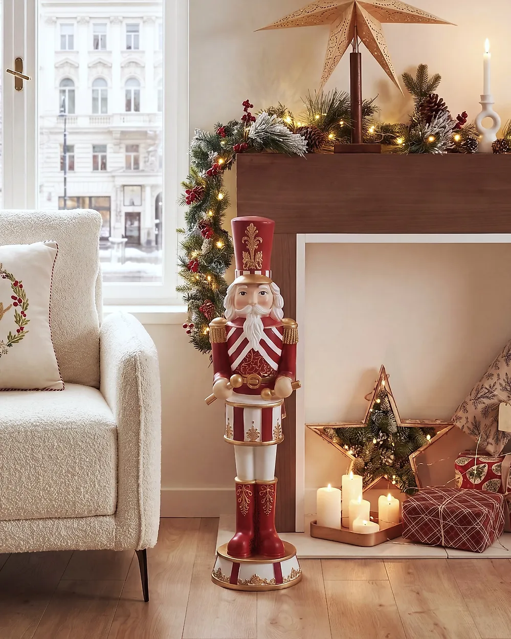 Décoration de Noël KINNARI 80 cm Casse-noisette Rouge/blanc