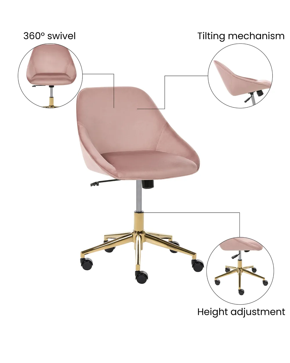Desk Chair BARDSDALE Velvet Pink_1073413