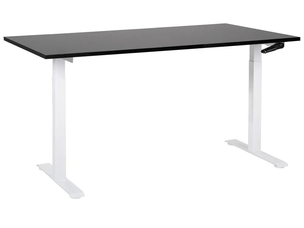 Biurko regulowane manualnie DESTINES 160 cm 72 cm Czarny/ biały