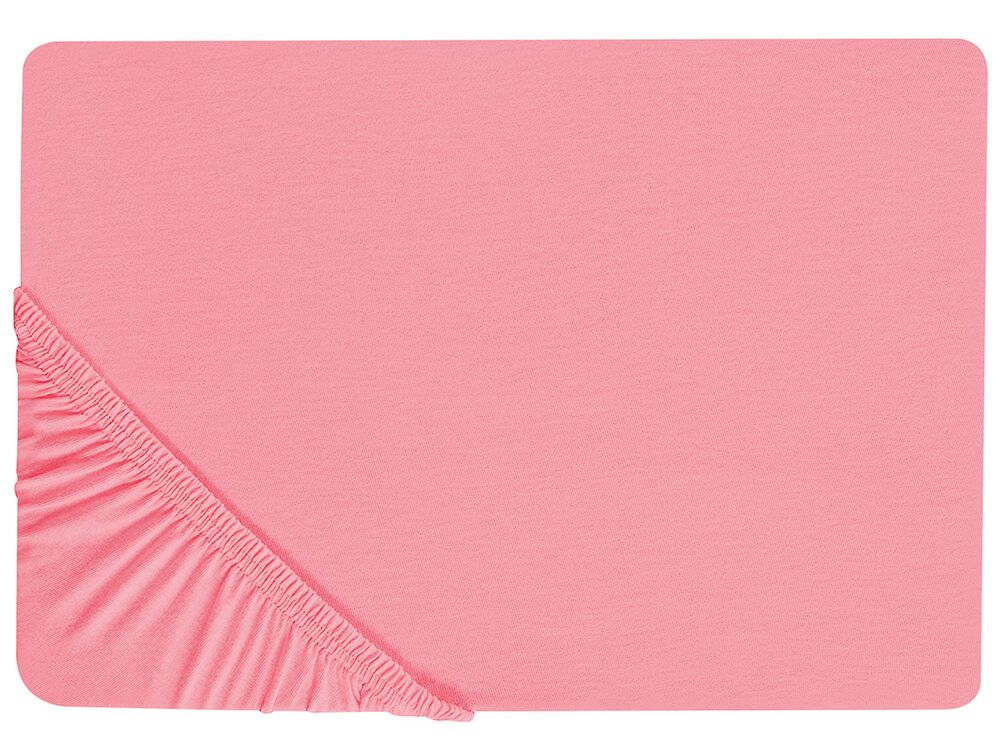 Fitted Sheet JANBU 160 x 200 cm Cotton Coral