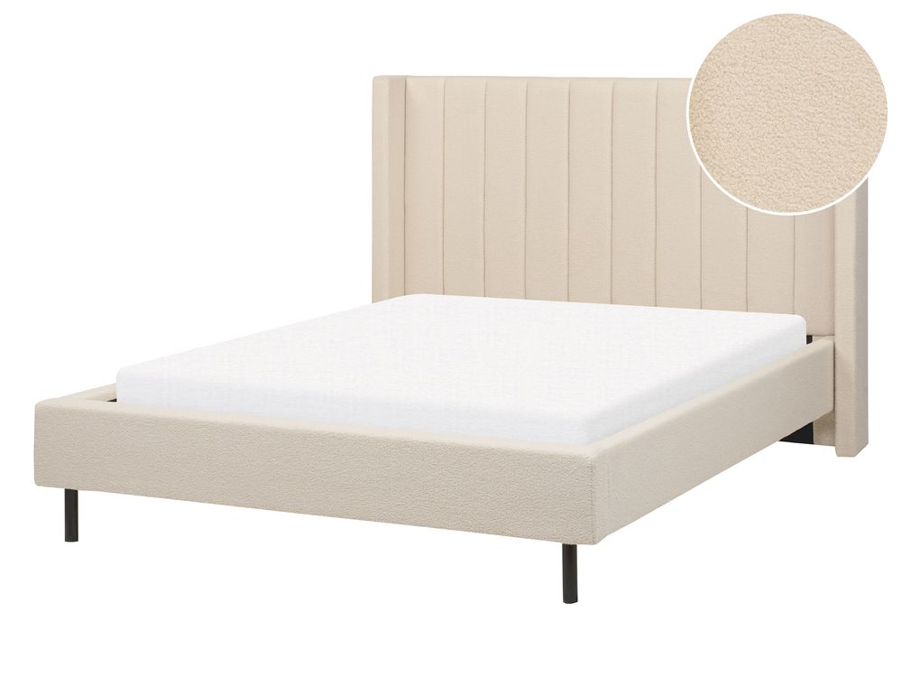 Lit avec sommier Bouclé VILLETTE 140 x 200 cm Beige