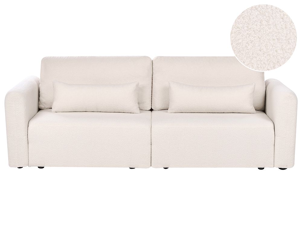 Sofá-cama 3 lugares VAXHOLM com arrumação Bouclé Creme claro