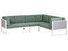 Lounge Set Aluminium weiß / hellbraun 6-Sitzer linksseitig Auflagen grün CASTELLA_929814