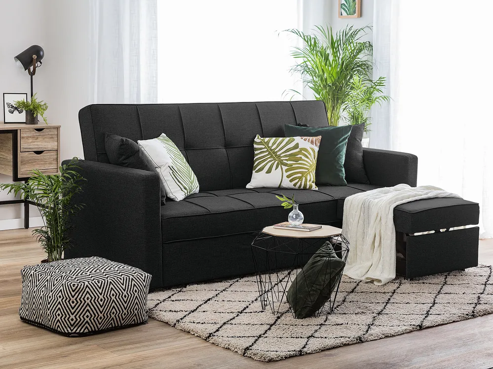 Divano letto 3 posti GLOMMA Tessuto Nero_717997