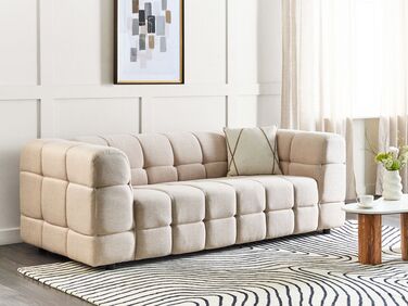 3 Seater Fabric Sofa Beige MULLOLA