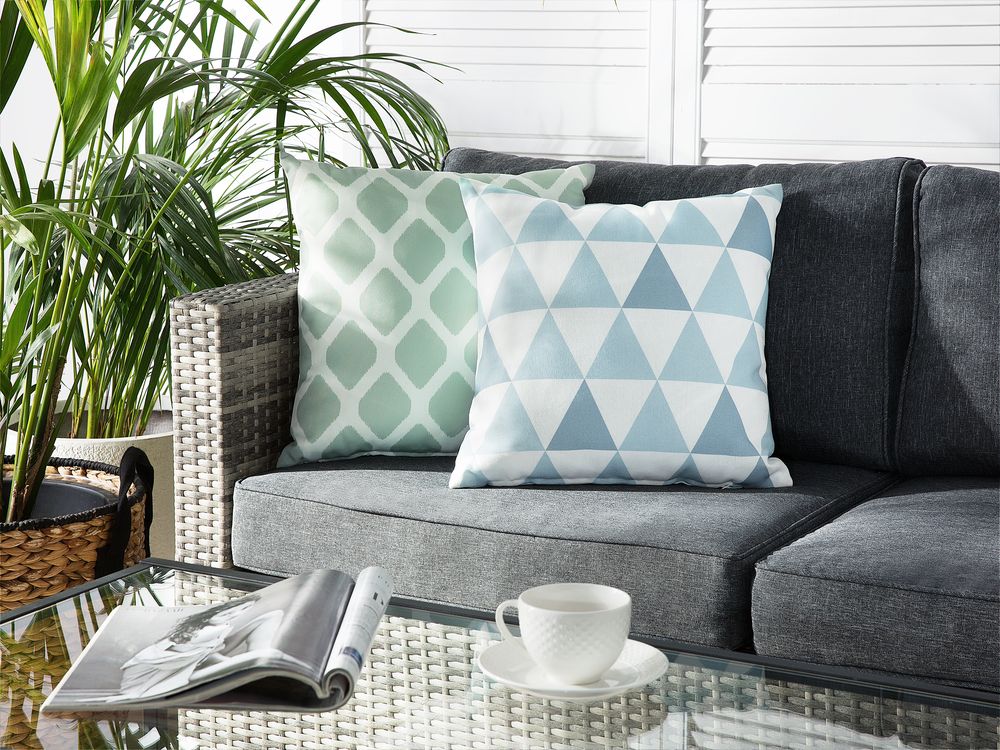 Cuscino decorativo KALAMOS Trama geometrica 40 x 40 cm Verde menta