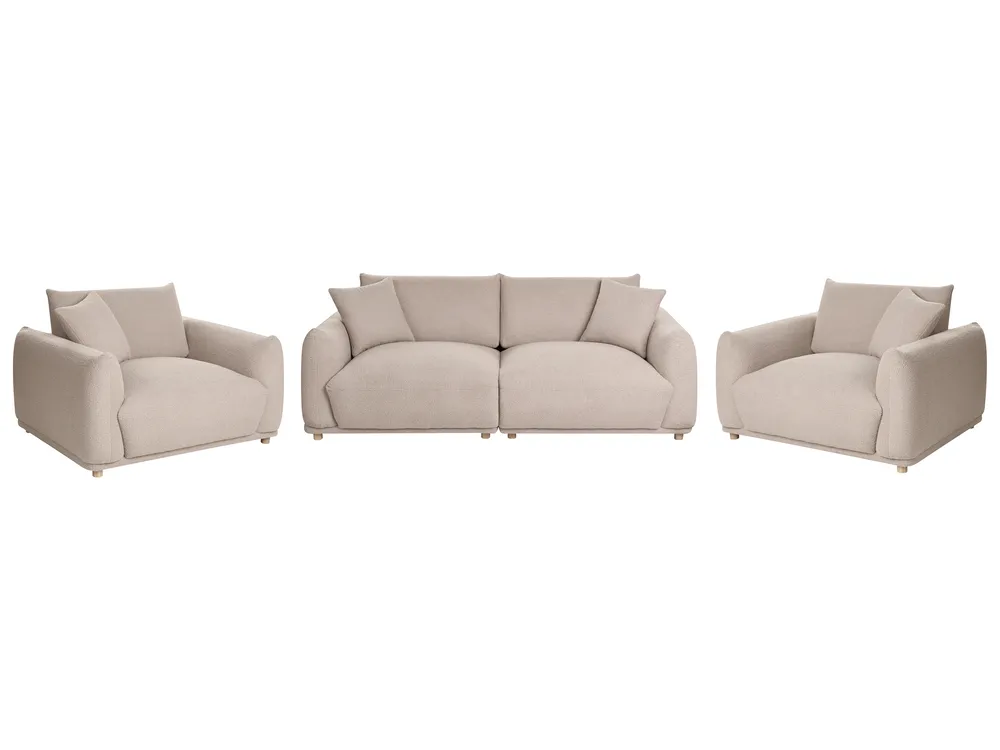 Living Room Set 5 Seater JUBEK Boucle Beige_1078441