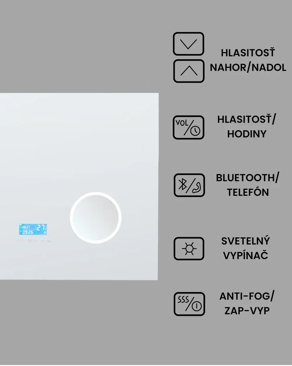 LED kúpeľňové zrkadlo MONTARON 80 cm 60 cm Strieborná_940482