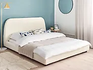 Bed Boucle ROISEL 160 x 200 cm (EU King Size) Light Beige_1183896