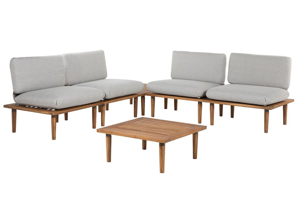 Loungeset met tafel 4-zits FRASCATI modulair Gecertificeerd acaciahout Lichtgrijs