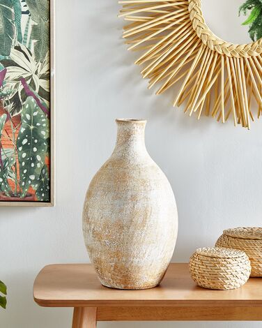 Terracotta Decorative Vase 39 cm Beige CYRENA