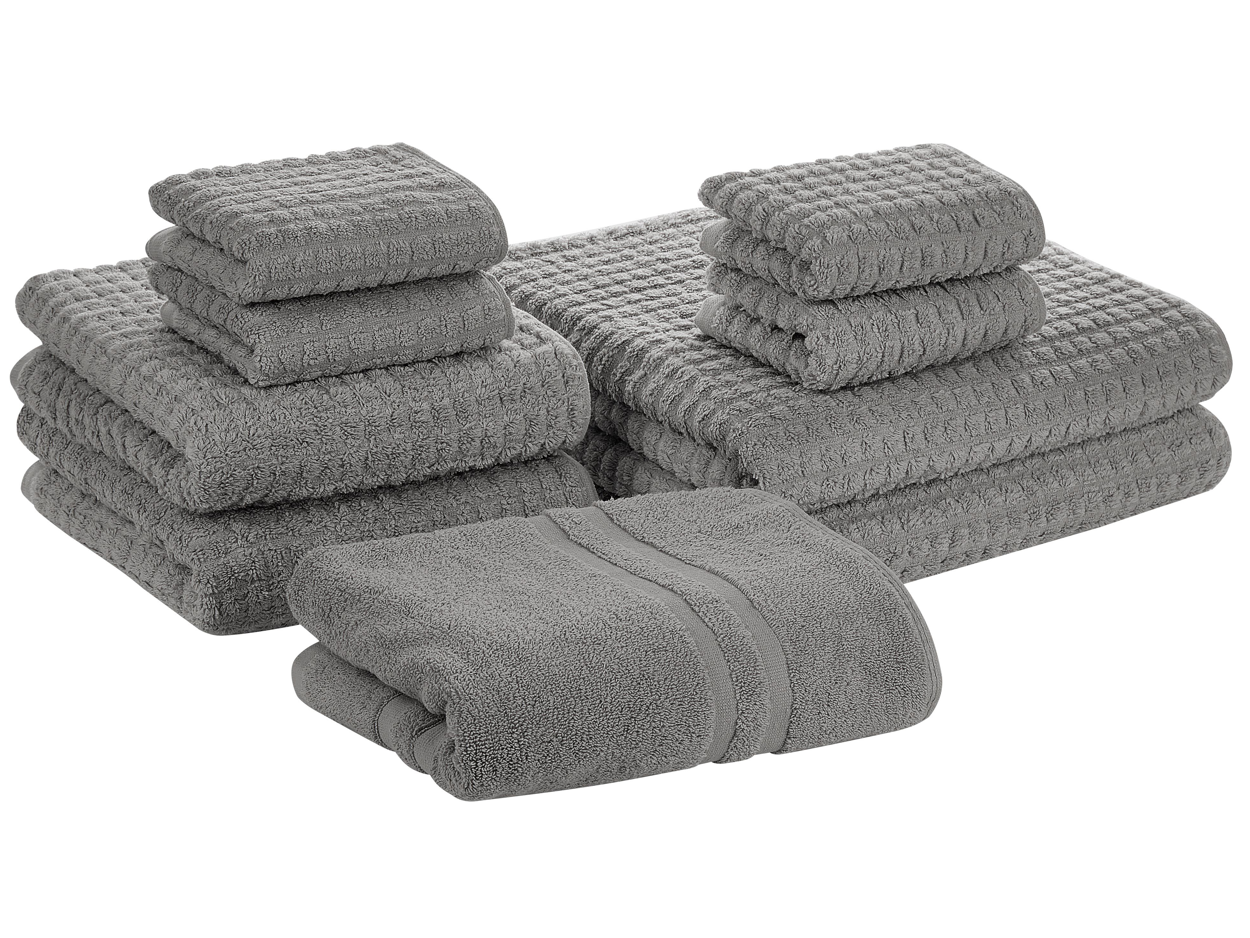 Set di 9 asciugamani in cotone grigio ATAI