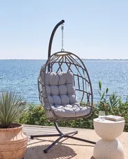 Hanging Chair with Stand GODRANO Metal Grey_1146525