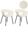 Conjunto de 2 sillas de comedor ELMA Bouclé Blanco crema
